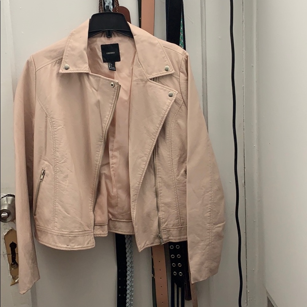 BABY PINK FOREVER 21 LEATHER JACKET